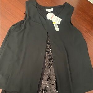 Joseph A. Black Sleeveless Blouse with Sequin Detail